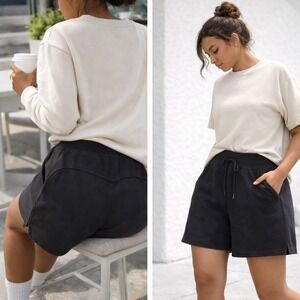 Lululemon All Yours High Rise Shorts Black Size 6 Cozy Lounge Athleisure 6.5"